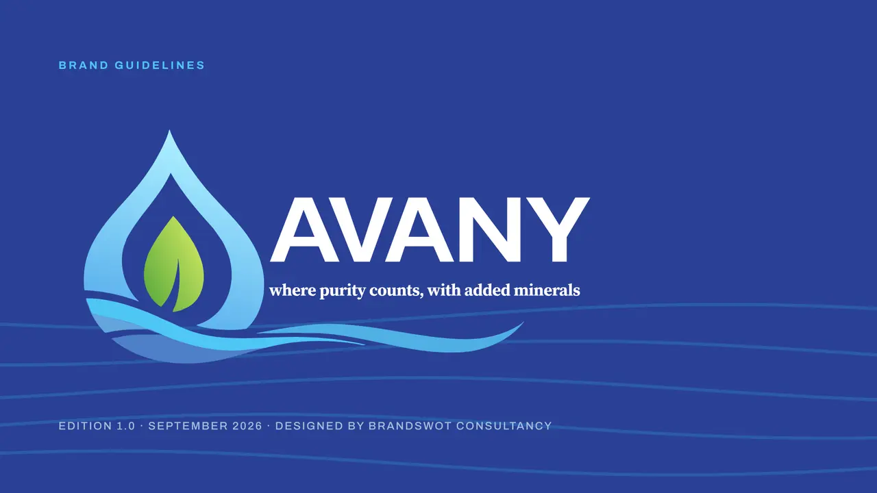 AVANY Packaged Drinking Water brand book cover