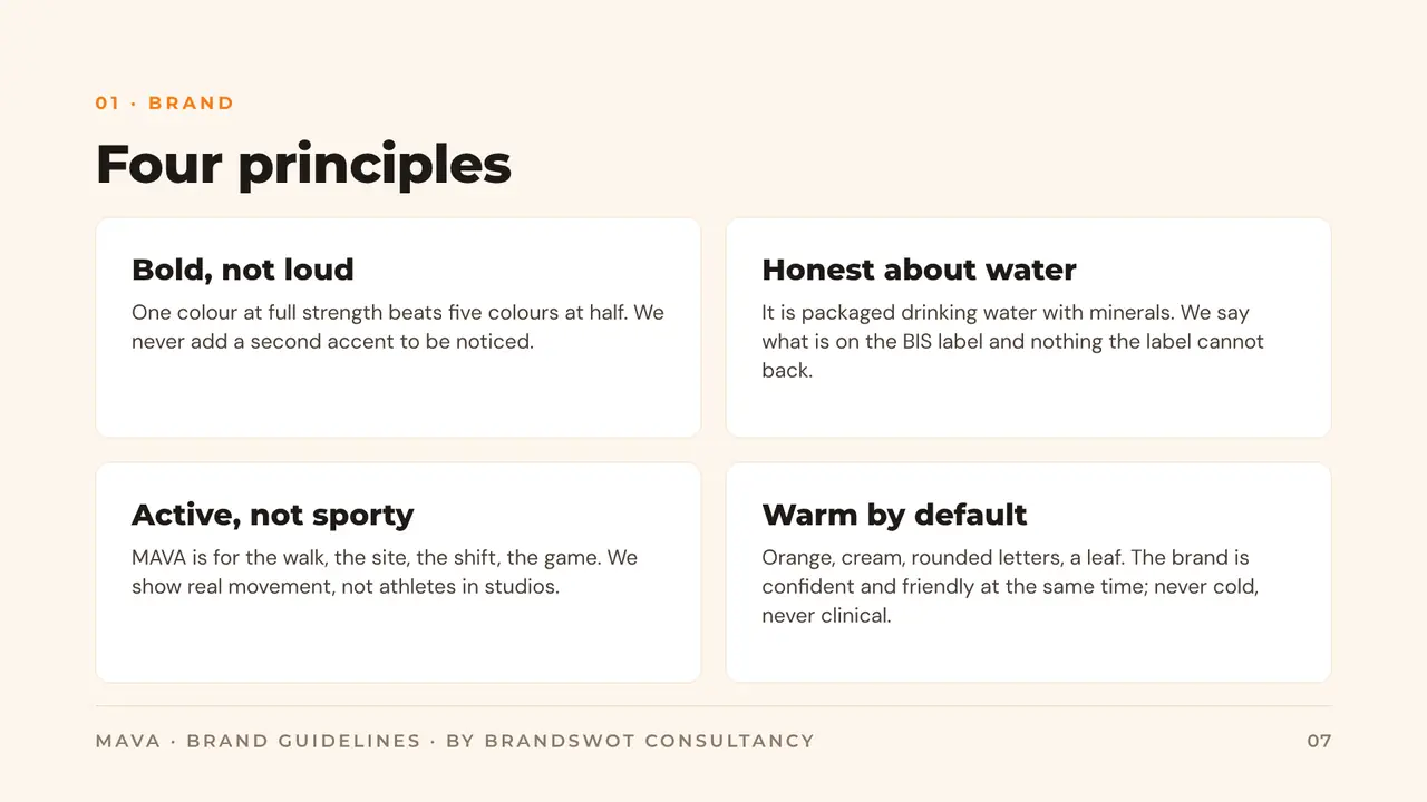 MAVA Cold Beverages: Four principles