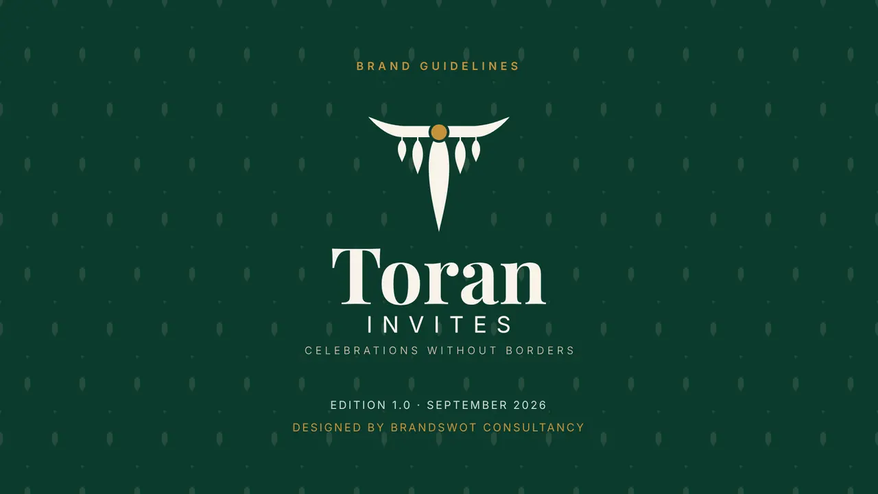 Toran Invites brand book cover